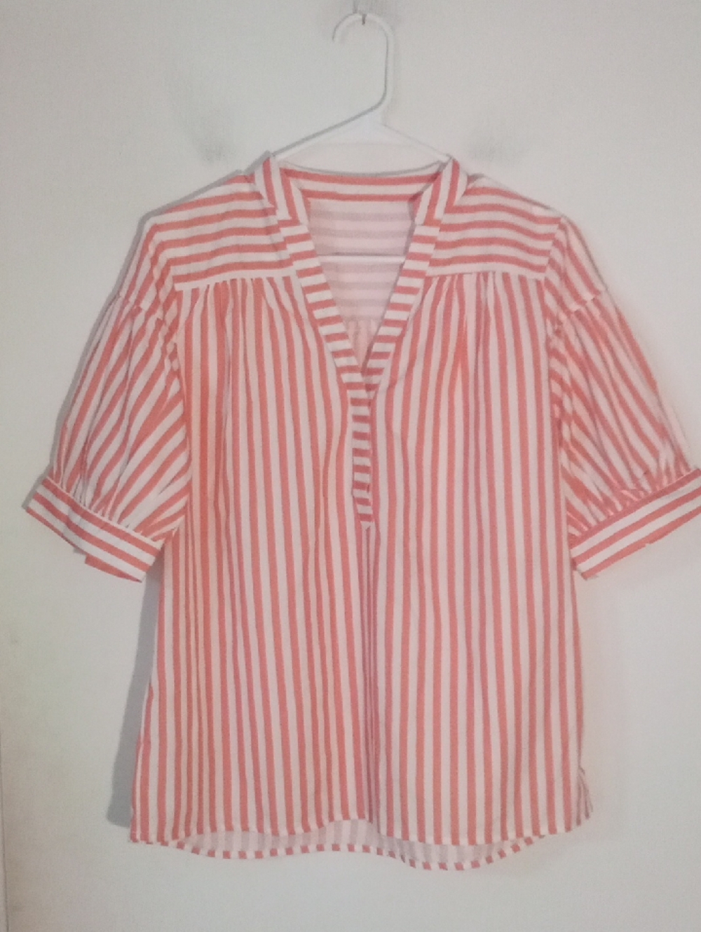 Unbranded Stripe Blouse Small Orange White Stripes